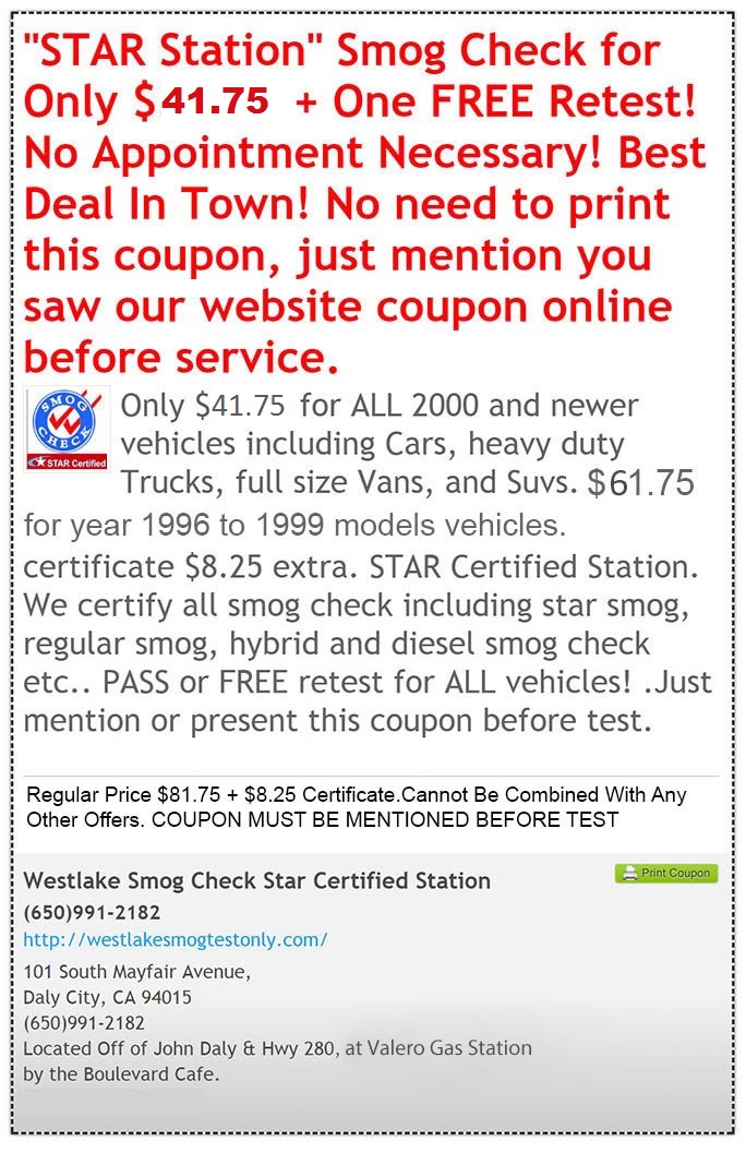 Coupons Westlake Smog Check STAR Certified Station